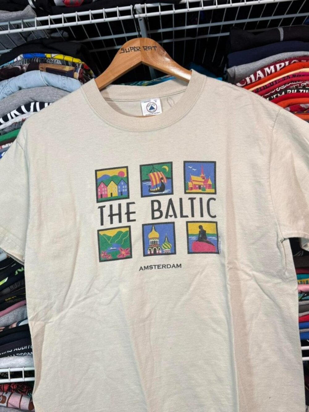 00s The Baltic Amsterdam travel graphic t shirt cream color